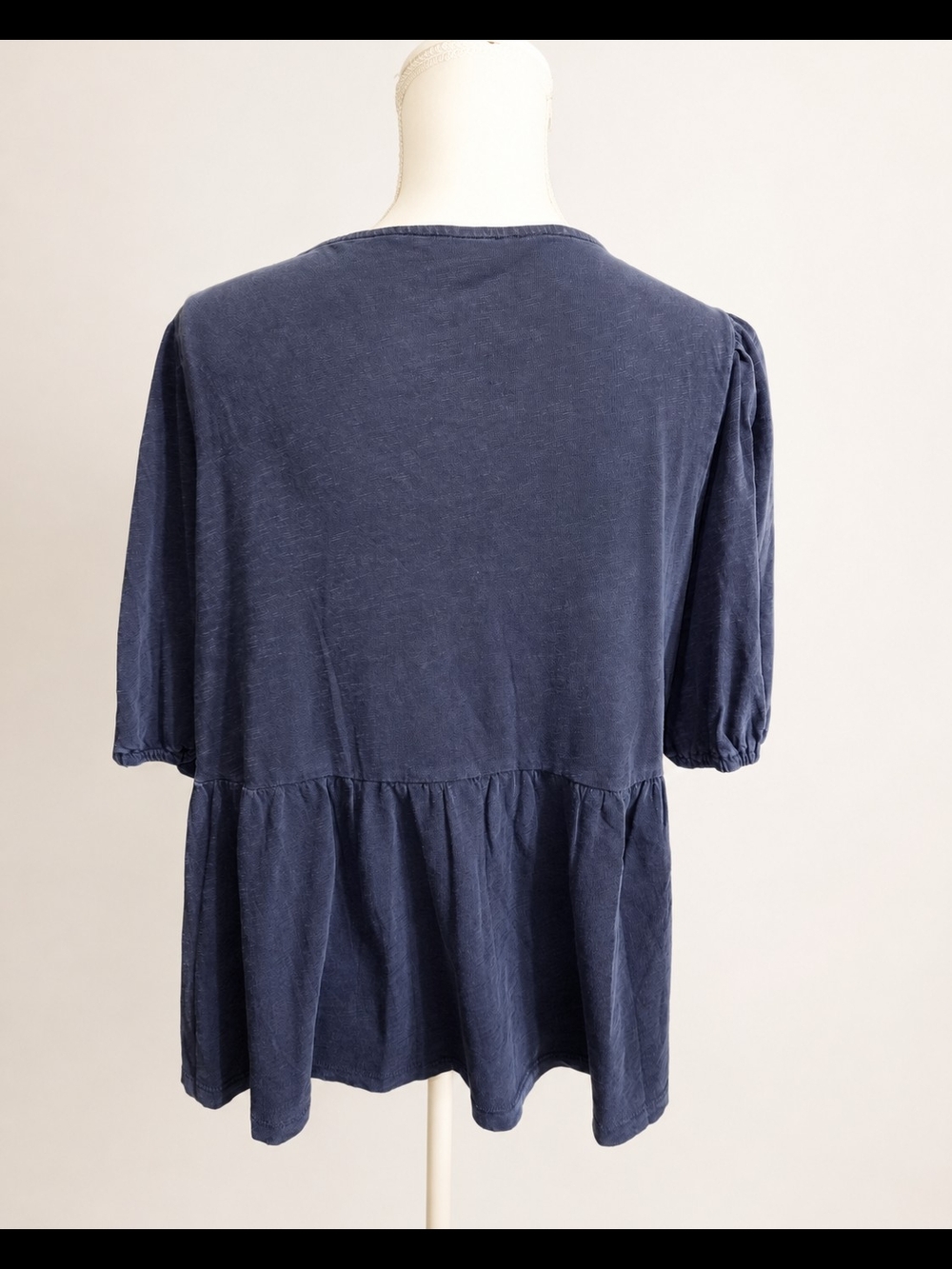 Lucky Brand Navy V-Neck Embroidered Peplum Blouse - Picture 4 of 7